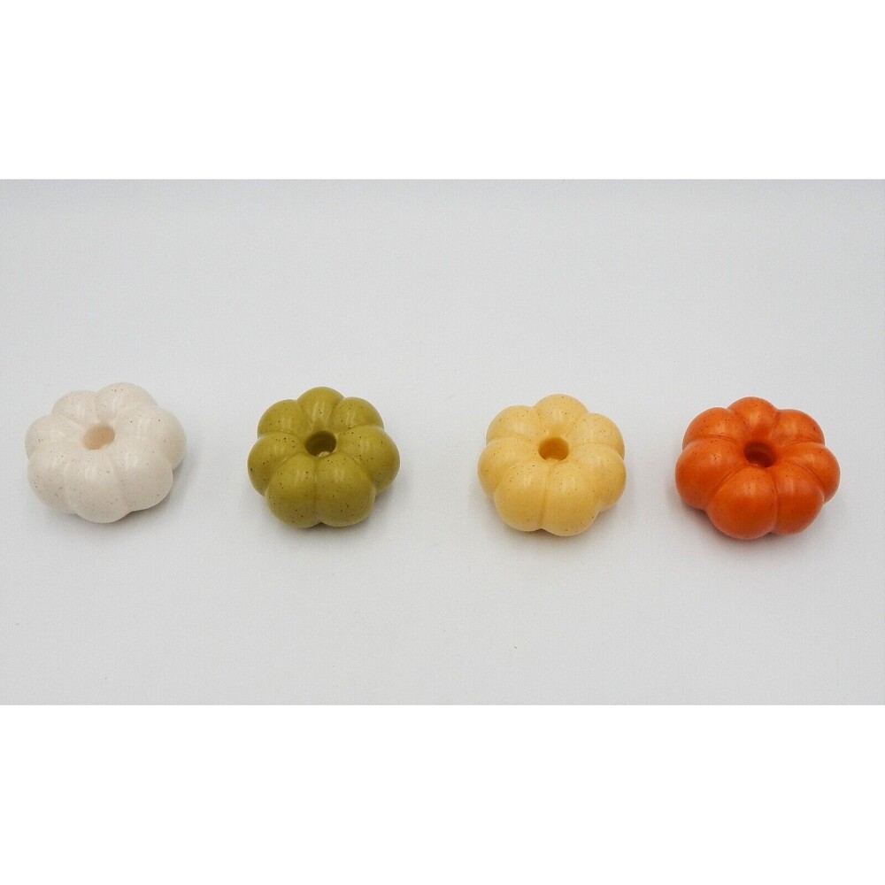 Williams Sonoma Heirloom Pumpkin Tiny Taper Candle Holders Set/4 Autumn Harvest